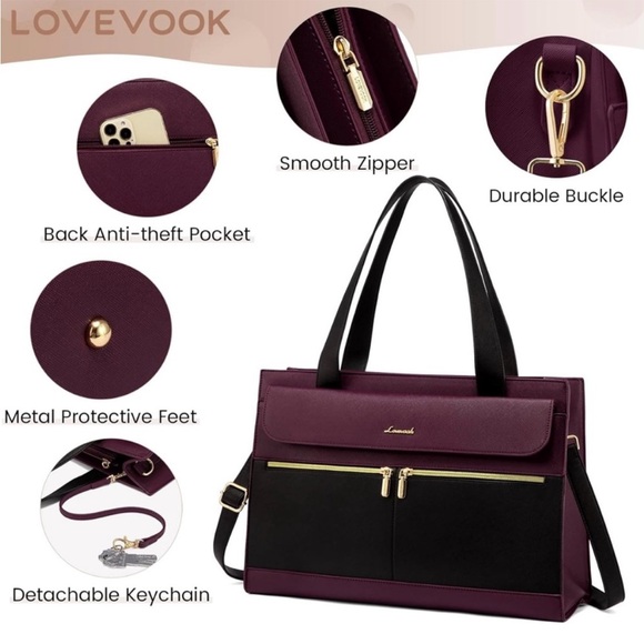 Lovevook Burgundy and Black Women's Lap Too Bag - Picture 10 of 10
